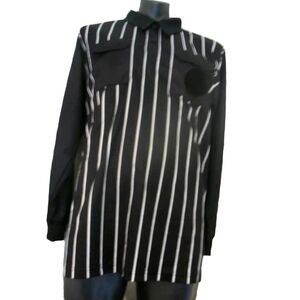 Epic Soccer Black STRIPES LS Soccer  Shirt USA Large
